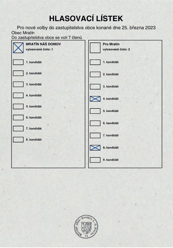 Hlasovací lístek - volím jednu stranu a zároveň kandidáty z jiných stran